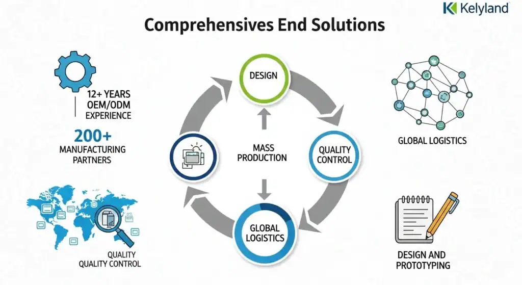 توفير الخيام الهوائية الكبيرة: دليل سعة 8-12 شخصًا 1 رسم تخطيطي لعملية الحلول النهائية مع الخدمات اللوجستية العالمية ومراقبة الجودة.