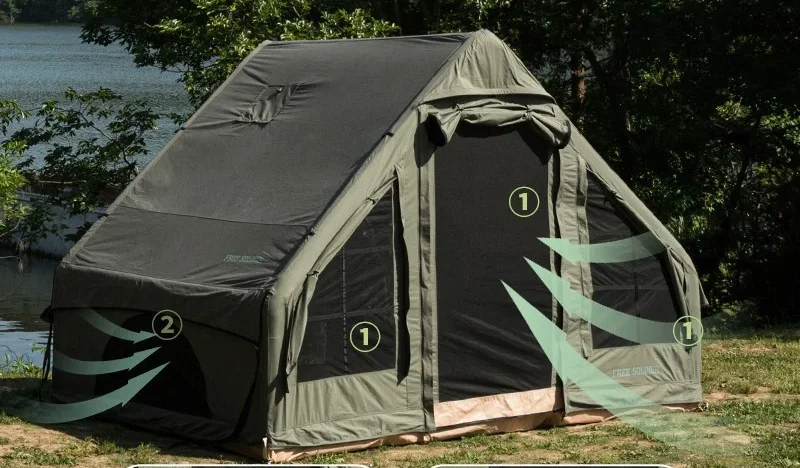 Mosquito-proof tent with side window ventilation for outdoor camping and fresh air.
