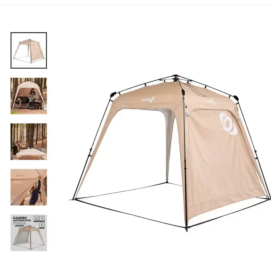 Pop-Up Tent Flood Fixes: 5 Spec Upgrades for Bulk Buyers 3 جناح تخييم بيج قابل للطي مع إطار خفيف الوزن وجدران جانبية وتصميم إعداد سريع، مثالي للأنشطة الخارجية.