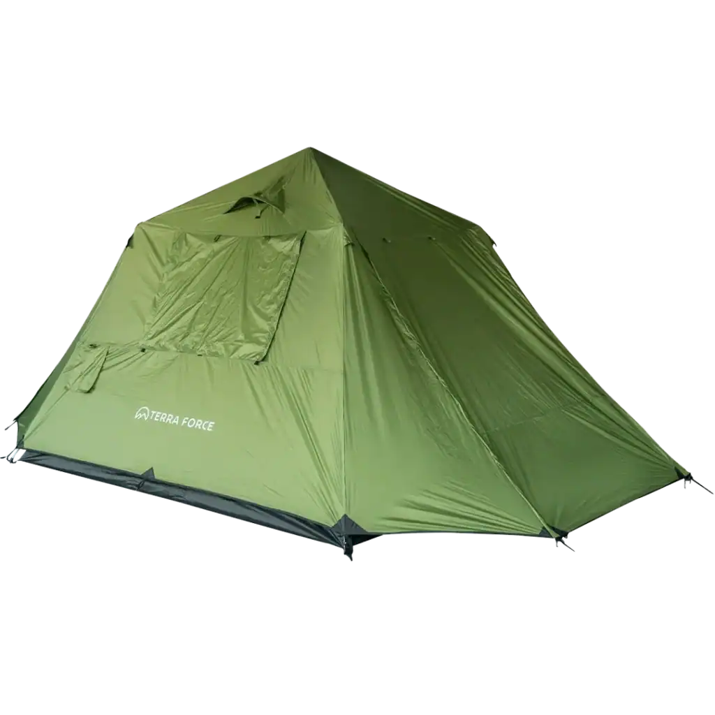 Smart Tent Technology: 2026 Buying Guide to Avoid Field Failures 1 Green pyramid-shaped camping tent with wide base and ventilation windows, designed for outdoor camping and group settings.