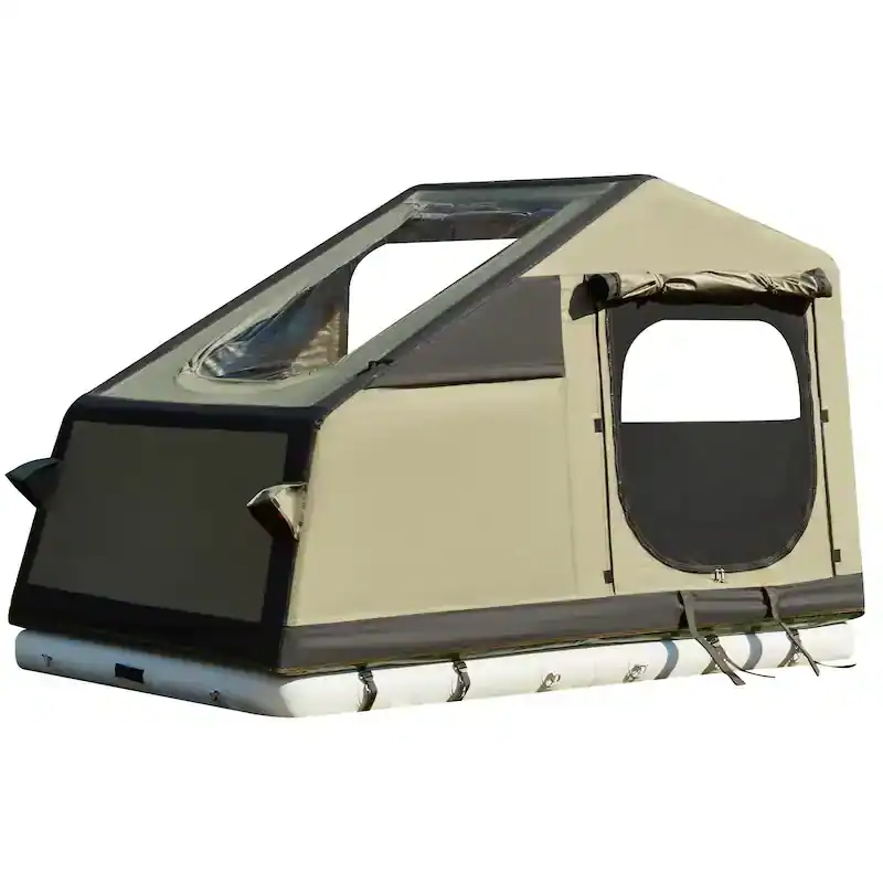 Kelyland Outdoors portable camping tent with snow tracks for winter camping.