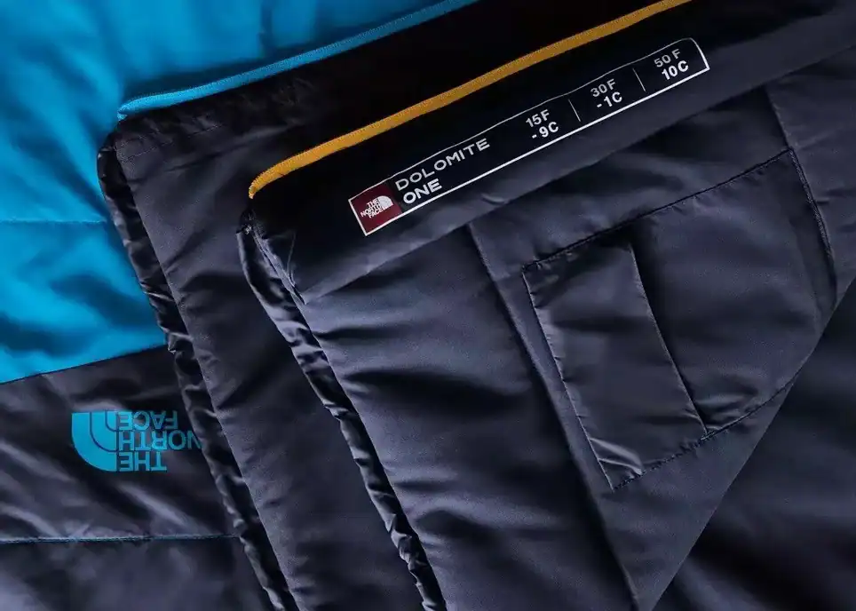 Air Mattress Leaks: 5 Hidden Weld Failures & Fixes 1 Close-up of outdoor jacket with North Face logo and temperature labels.